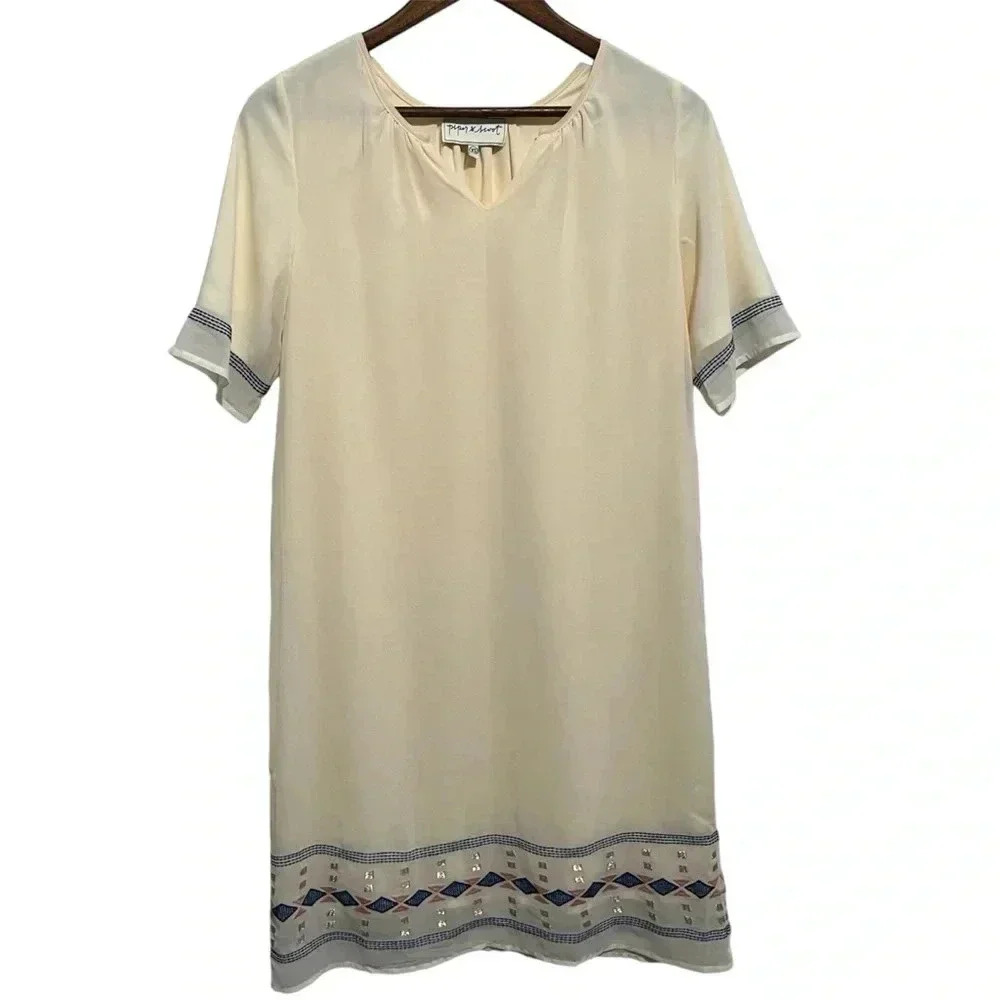 Piper and Scoot dress XS Southwest BOHO Embroidered Fully Lined - Picture 2 of 5
